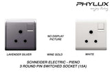 Schneider Electric - PIENO - 3 Round Pin Switched Socket (15A / 250V / 1GANG) - ebuy.com.sg