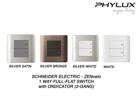 Schneider Electric - ZENcelo - Full-Flat Switch (1-way) with Ondicator (16AX / 20A /2 GANG) - ebuy.com.sg