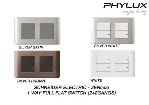 Schneider Electric - ZENcelo - Full-Flat Switches (1-way) with Ondicator (16Ax / 20A / 2+2GANGS) - ebuy.com.sg