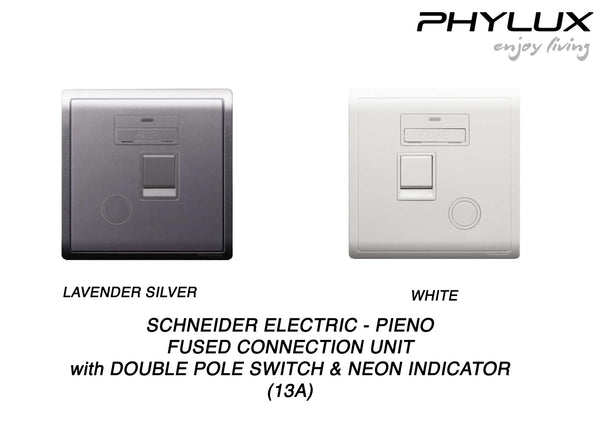 Schneider Electric - PIENO - Fused Connection Unit with Double Pole Switch and Neon Indicator (13A / 250V / 1GANG) - ebuy.com.sg