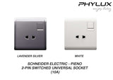 Schneider Electric - PIENO - 2-Pin Switched Universal Socket (10A / 250V / 1 GANG) - ebuy.com.sg