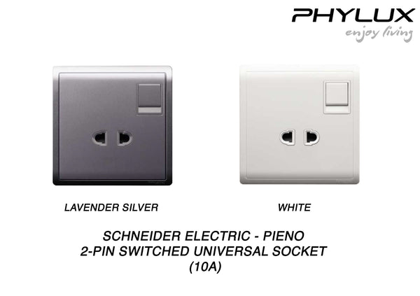 Schneider Electric - PIENO - 2-Pin Switched Universal Socket (10A / 250V / 1 GANG) - ebuy.com.sg