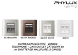 Schneider Electric - ZENcelo - Telephone + Data Outlet Category 5e on Shuttered Wallplate (2GANGS) - ebuy.com.sg