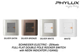 Schneider Electric - ZENcelo - Full-Flat Double Rocker Switch with Neon Indicator (32A / 1GANG) - ebuy.com.sg