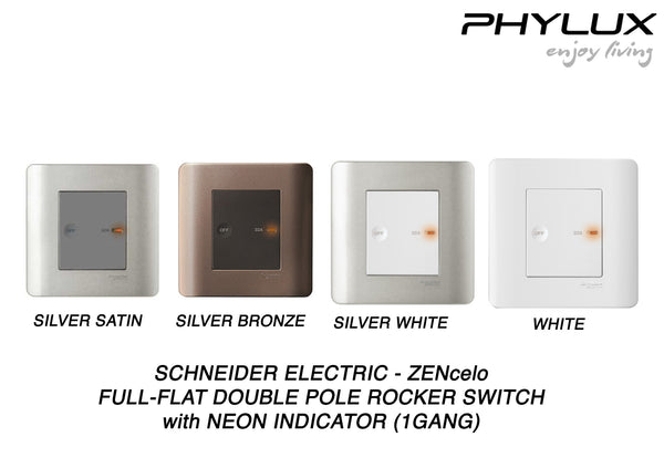 Schneider Electric - ZENcelo - Full-Flat Double Rocker Switch with Neon Indicator (32A / 1GANG) - ebuy.com.sg