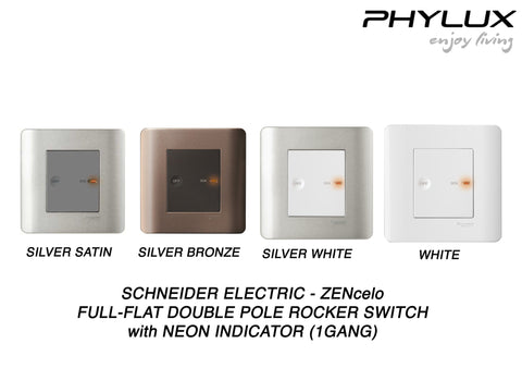 Schneider Electric - ZENcelo - Full-Flat Double Rocker Switch with Neon Indicator (32A / 1GANG) - ebuy.com.sg