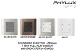 Schneider Electric - ZENcelo -  Full-Flat Switch (1-way) with Ondicator (16AX / 20A / 2+2GANGS) - ebuy.com.sg