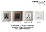 Schneider Electric - ZENcelo - Hotel Series: International Socket (16A/ 250V / 1GANG) - ebuy.com.sg