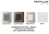 Schneider Electric - ZENcelo - Full-Flat Switch (1-way) with Onidcator (16AX / 20A / 3 GANGS) - ebuy.com.sg