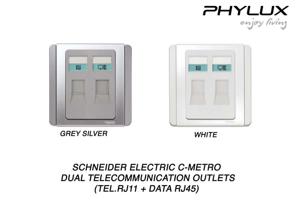 Schneider Electric - NEO (C-Metro) - Dual Telecommunication Outlets (Tel. RJ11 + Data RJ45) - ebuy.com.sg