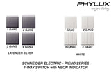 Schneider Electric - PIENO - 1 Way Switches with Neon Indicator (16AX) (10AX-4-GANGS only) - ebuy.com.sg