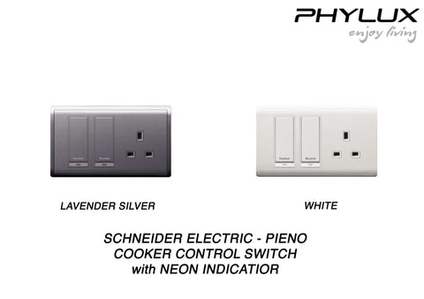 Schneider Electric - PIENO - Cooker Control Switch (Double Pole / 13A) with Neon Indicator ( 45A / 250V / 1GANG) - ebuy.com.sg