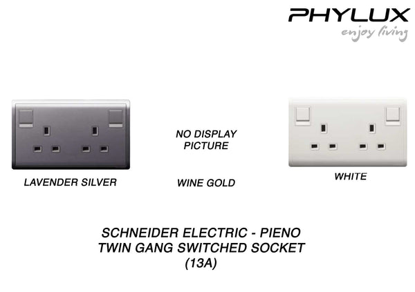 Schneider Electric - PIENO - Switched Socket (13A / 250V / 2GANG) - ebuy.com.sg