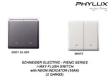 Schneider Electric - PIENO - 1 Way Switches with Neon Indicator (16AX) (10AX-4-GANGS only) - ebuy.com.sg