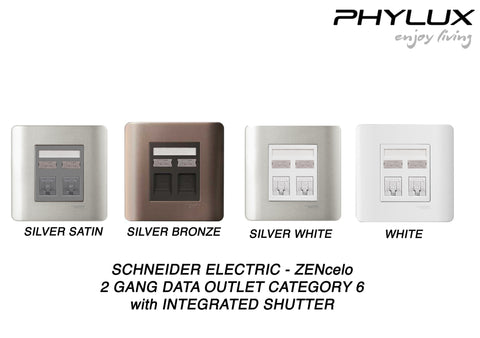 Schneider Electric - ZENcelo - Data Outlet Category 6 with Integrated Shutter (2GANGS) - ebuy.com.sg