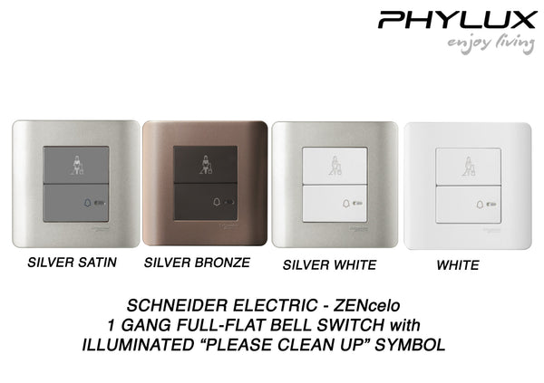 Schneider Electric - ZENcelo - Hotel Series: Full-Flat Bell Switch with Illuminated "Please Clean Up" Symbol (1GANG) - ebuy.com.sg