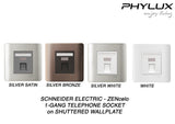 Schneider Electric - ZENcelo - Telephone Socket on Shuttered Wallplate (1GANG) - ebuy.com.sg