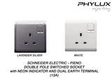 Schneider Electric - PIENO - Switched Socket (Double Pole) with Neon Indicator and Dual Earth Terminal (13A / 250V / 1 Gang) - ebuy.com.sg