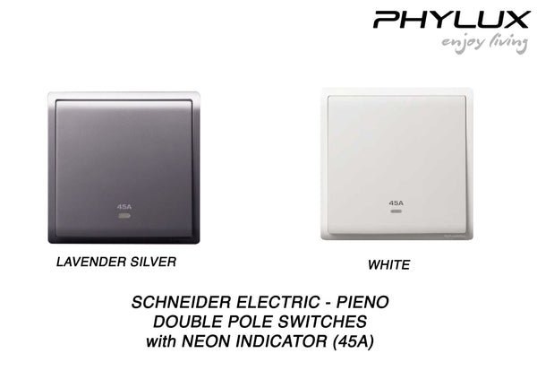 Schneider Electric - PIENO - Double Pole Switches with Neon Indicator (45A) - ebuy.com.sg