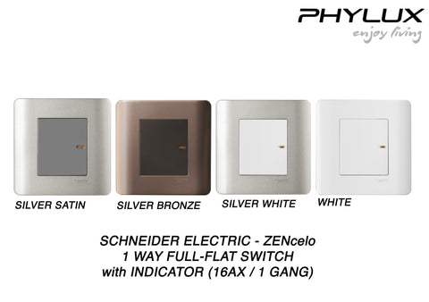 Schneider Electric - ZENcelo - Full-Flat Switch (1-way) with Ondicator (16AX / 20A / 1GANG) - ebuy.com.sg