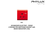 Schneider Electric - PIENO - 3 Round Pin Switched Socket with Neon Indicator ( 15A / 250V / 1Gang) - ebuy.com.sg