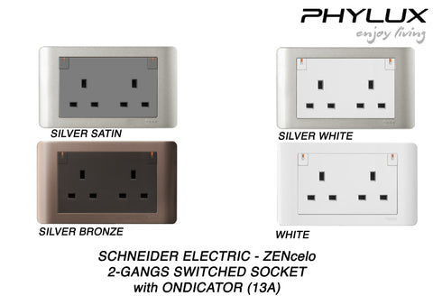 Schneider Electric - ZENcelo - Switched Socket with Ondicator (13A / 2GANGS) - ebuy.com.sg