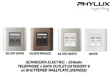 Schneider Electric - ZENcelo - Telephone + Data Outlet Category 6 on Shuttered Wallplate (2GANGS) - ebuy.com.sg