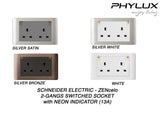Schneider Electric - ZENcelo - Switched Socket with Neon Indicator (13A / 2GANGS) - ebuy.com.sg
