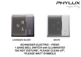 Schneider Electric - PIENO - Hotel Series: Bell Switch (10A) with Illuminated "Do Not Disturb", "Please Clean Up" & "Please Wait" Symbols - ebuy.com.sg