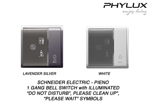 Schneider Electric - PIENO - Hotel Series: Bell Switch (10A) with Illuminated "Do Not Disturb", "Please Clean Up" & "Please Wait" Symbols - ebuy.com.sg