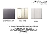 Schneider Electric - PIENO - 2 Way Switches with Fluorescent Locator (16AX) (10AX-4GANGS only) - ebuy.com.sg