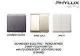 Schneider Electric - PIENO - 2 Way Switches with Fluorescent Locator (16AX) (10AX-4GANGS only) - ebuy.com.sg