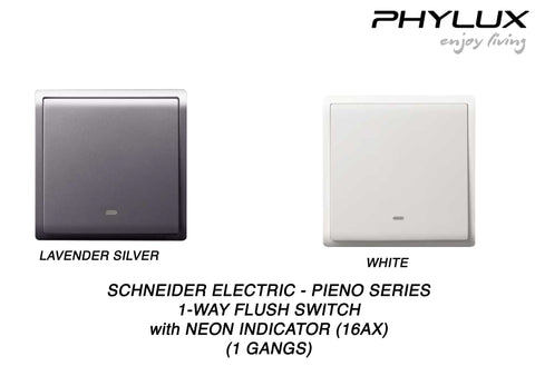 Schneider Electric - PIENO - 1 Way Switches with Neon Indicator (16AX) (10AX-4-GANGS only) - ebuy.com.sg