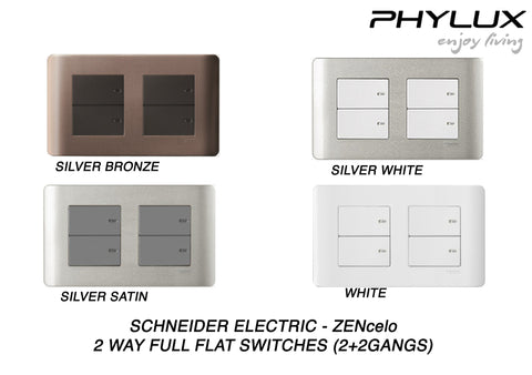 Schneider Electric - ZENcelo - Full-Flat Switches (2-way) (16AX / 20A / 2+2GANGS) - ebuy.com.sg
