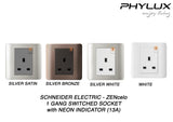 Schneider Electric - ZENcelo - Switched Socket with Neon Indicator (13A / 1GANG) - ebuy.com.sg