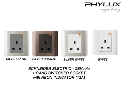 Schneider Electric - ZENcelo - Switched Socket with Neon Indicator (13A / 1GANG) - ebuy.com.sg