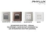 Schneider Electric - ZENcelo - Telephone + Data Outlet Category 5e with Integrated Shutter (2GANGS) - ebuy.com.sg