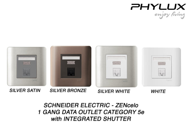 Schneider Electric - ZENcelo - Data Outlet Category 5e with Integrated Shutter (1GANG) - ebuy.com.sg