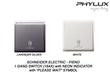 Schneider Electric - PIENO - Hotel Series: Switch with Neon Indicator (16Ax / 1gang) with "Please Wait" Symbol - ebuy.com.sg