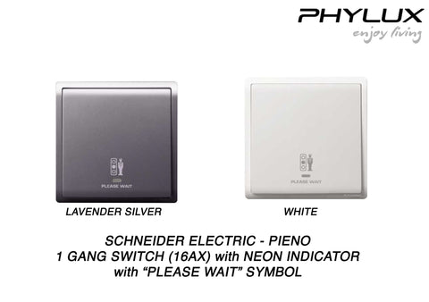 Schneider Electric - PIENO - Hotel Series: Switch with Neon Indicator (16Ax / 1gang) with "Please Wait" Symbol - ebuy.com.sg