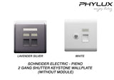Schneider Electric - PIENO - Shuttered (2GANG) Keystone Wallplate (Without Module) - ebuy.com.sg