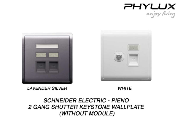 Schneider Electric - PIENO - Shuttered (2GANG) Keystone Wallplate (Without Module) - ebuy.com.sg
