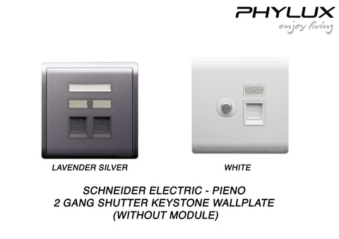 Schneider Electric - PIENO - Shuttered (2GANG) Keystone Wallplate (Without Module) - ebuy.com.sg