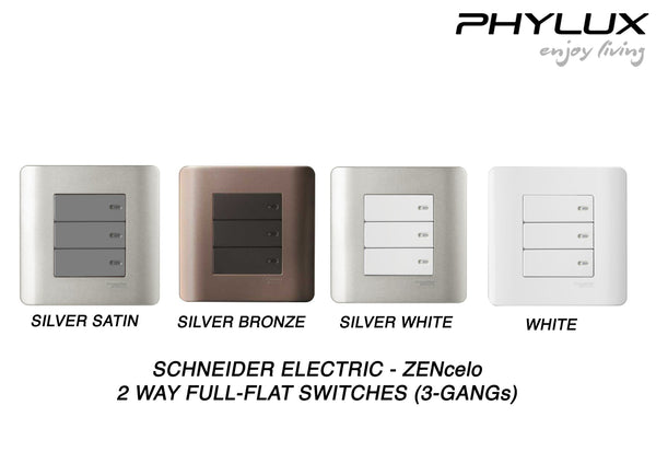 Schneider Electric - ZENcelo - Full-Flat Switch (2-way) (16AX / 20A / 3 GANGS) - ebuy.com.sg