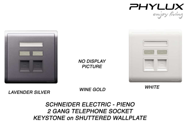 Schneider Electric - PIENO - Telephone Socket (2GANG) Keystone on Shuttered Wallplate - ebuy.com.sg
