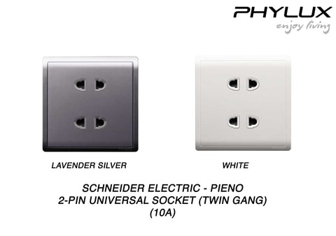 Schneider Electric - PIENO - 2-Pin Universal Socket (10A / 250V / 2GANG) - ebuy.com.sg