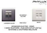 Schneider Electric - PIENO - Telephone + Data Outlet (1GANG / RJ45 / Cat 5e) Keystone on Shuttered Wallplate - ebuy.com.sg