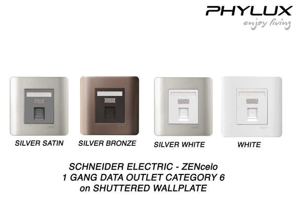 Schneider Electric - ZENcelo - Data Outlet Category 6 on Shuttered Wallplate (1GANG) - ebuy.com.sg
