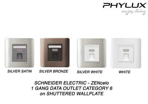 Schneider Electric - ZENcelo - Data Outlet Category 6 on Shuttered Wallplate (1GANG) - ebuy.com.sg