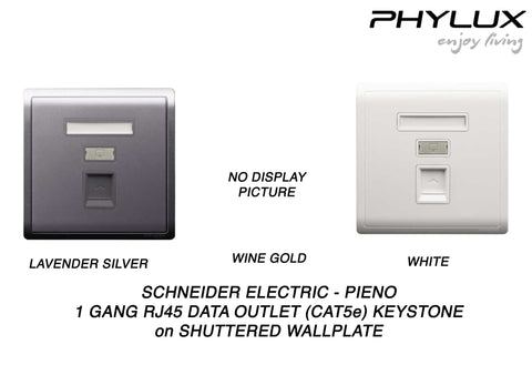 Schneider Electric - PIENO - Data Outlet (1GANG / RJ45 / Cat 5e) Keystone on Shuttered Wallplate - ebuy.com.sg